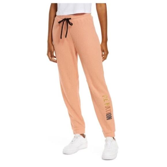 P.E Nation Peach Bloom Waffle Rebound Track Pants Pink Womens Size Small - Picture 1 of 8